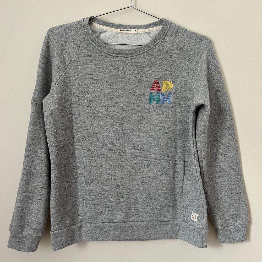 Marine Layer APMM Embroider Logo Heather Gray Pullover Sweatshirt Women's Size S